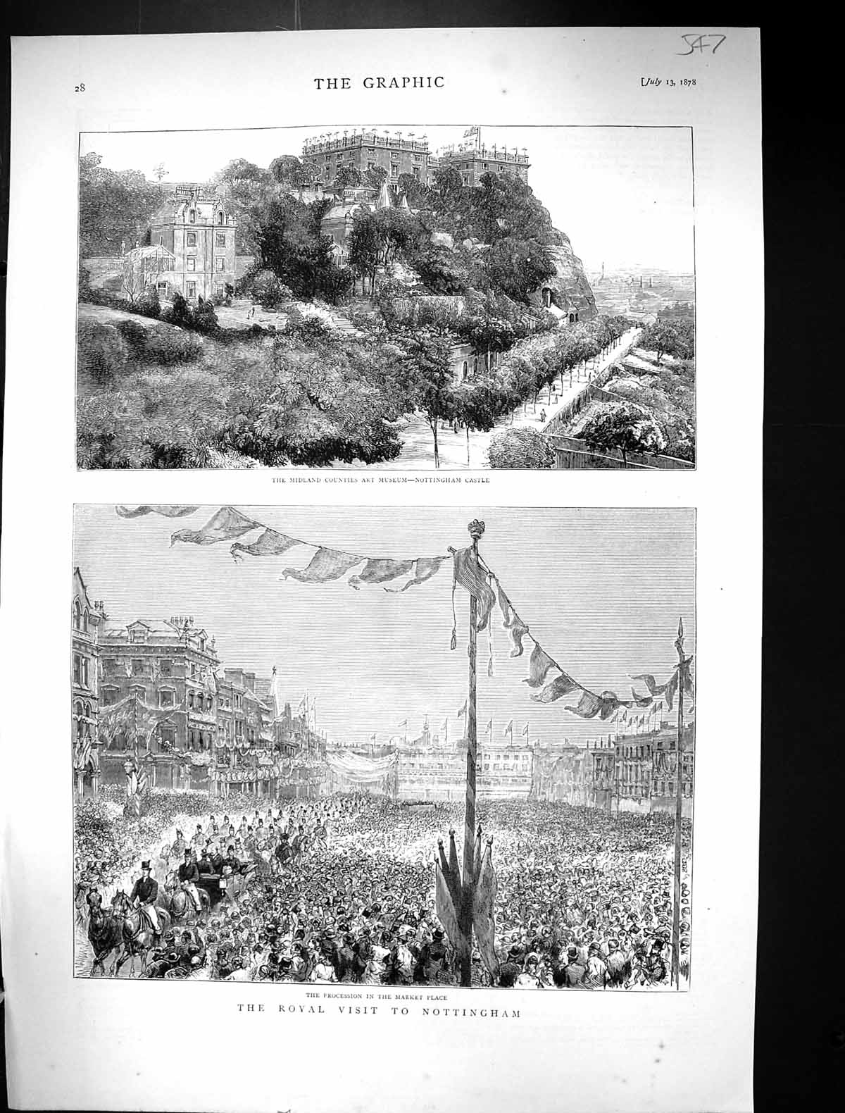 Old 1878 Midland Counties Art Museum Nottingham Castle Procession Mar Victorian