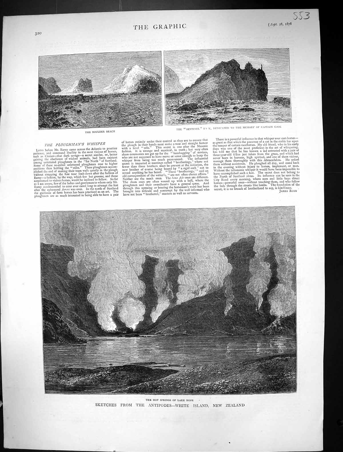 Old 1878 Antipodes White Island New Zealand Boulder Beach Sentinel Ca Victorian