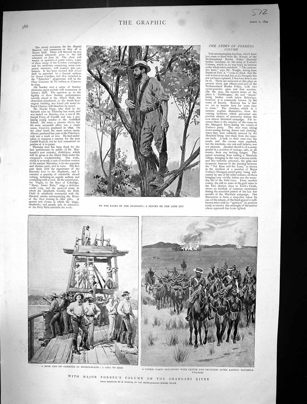 Old 1894 Major Forbes Column Shangani River Sentry Garrison Mashonala Victorian