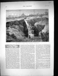 Antique Old Print 1873 Lal-Lal Falls Ballarat Australia Nature Beauty River