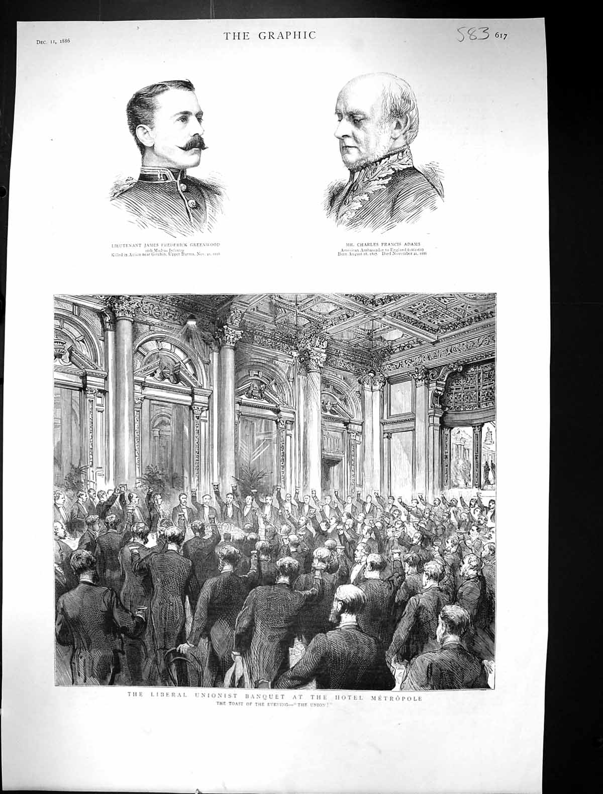 Old 1886 Liberal Unionist Banquet Hotel Metropole James Greenwood Cha Victorian