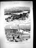 Old 1881 London St. Paul'S Cathedral Houses Parliament Cannon Station Victorian