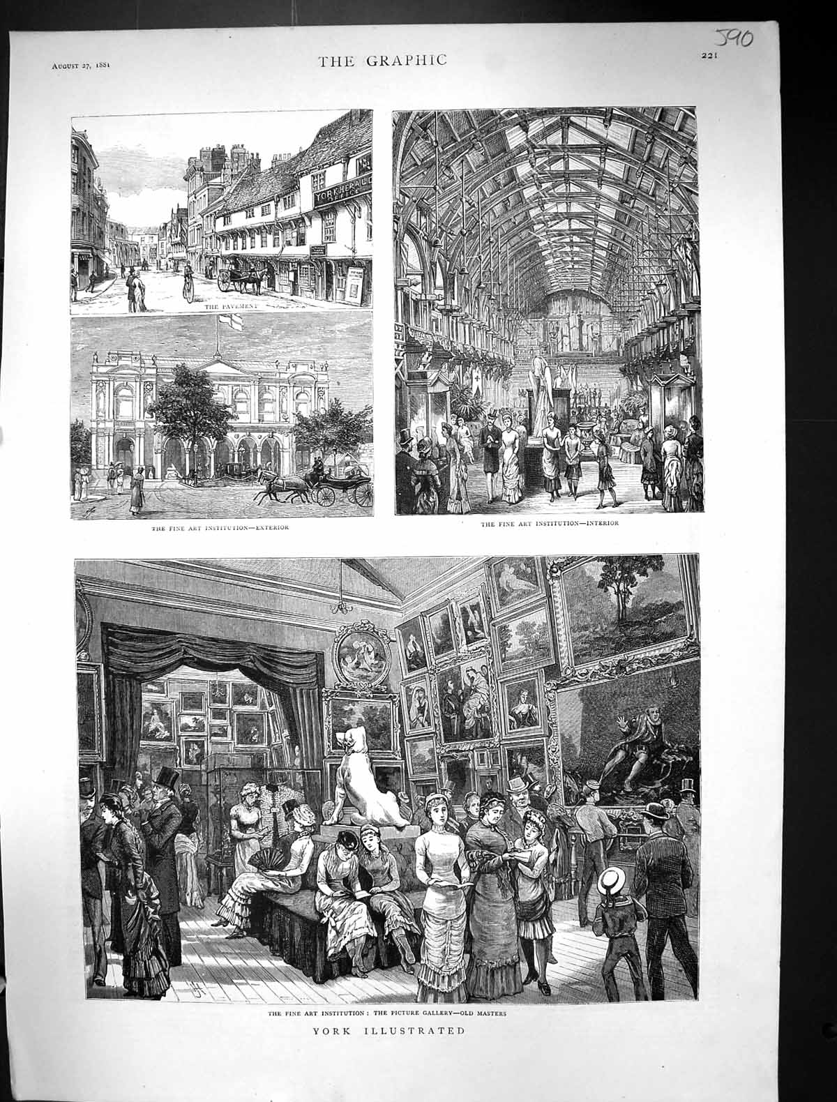 Old 1881 York Picture Gallery Fine Art Institution Pavement Architect Victorian