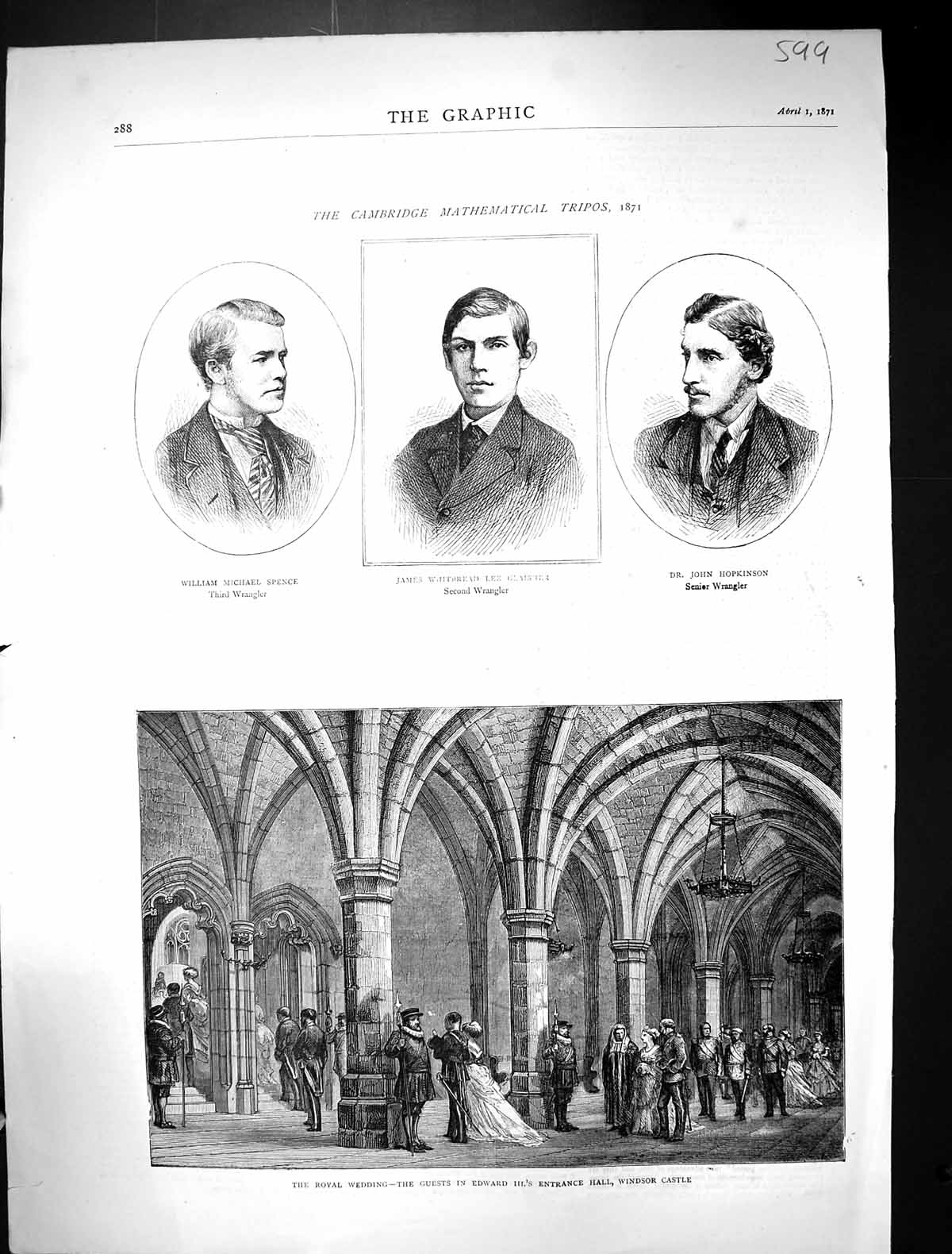 Old 1871 Royal Wedding Edward Windsor Castle Spence Glaisher Hopkinso Victorian