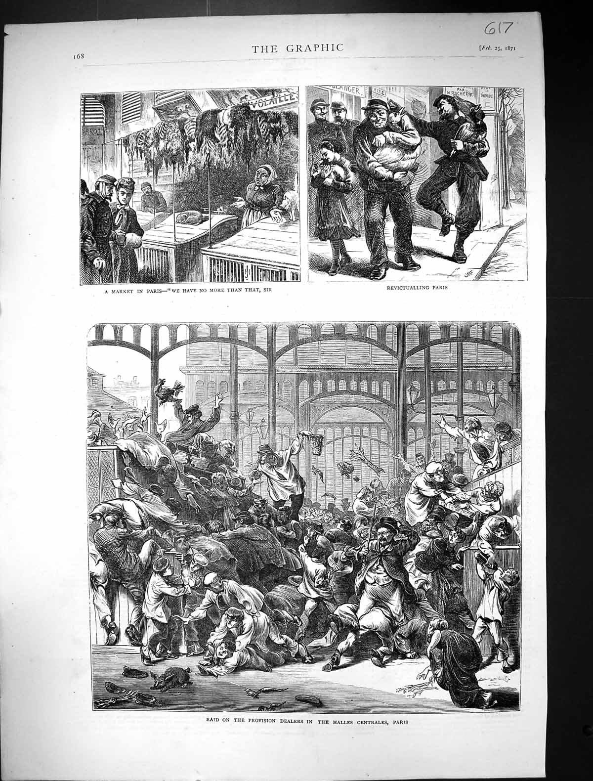 Old 1871 Raid Provision Dealers Halles Centrales Paris France Market Victorian