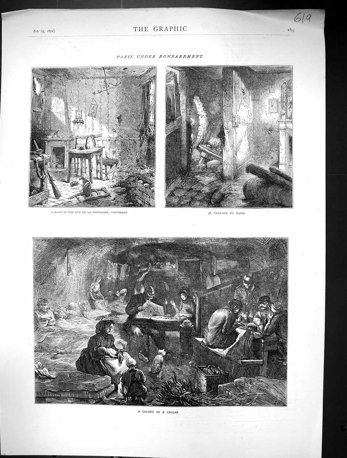 Old 1871 Paris Bombardment Colony Cellar Family Procession Vaugirard Victorian