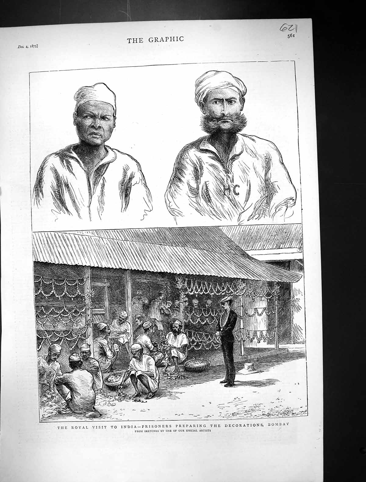 Old 1875 Royal Visit India Prisoners Preparing Decoration Bombay Pris Victorian