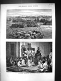 Old Antique Print 1875 Religious Service Jainas Bombay Cotton Green India 19th