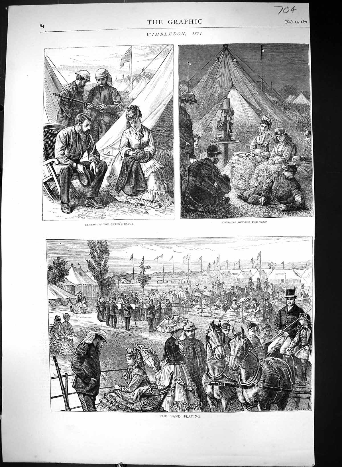 Old 1871 Wimbledon Music Band Rifle Shooting Sewing Queen'S Badge Spo Victorian