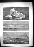 Original Old Antique Print 1875 Arctic Iceberg Melville Bay Black Hook Ship