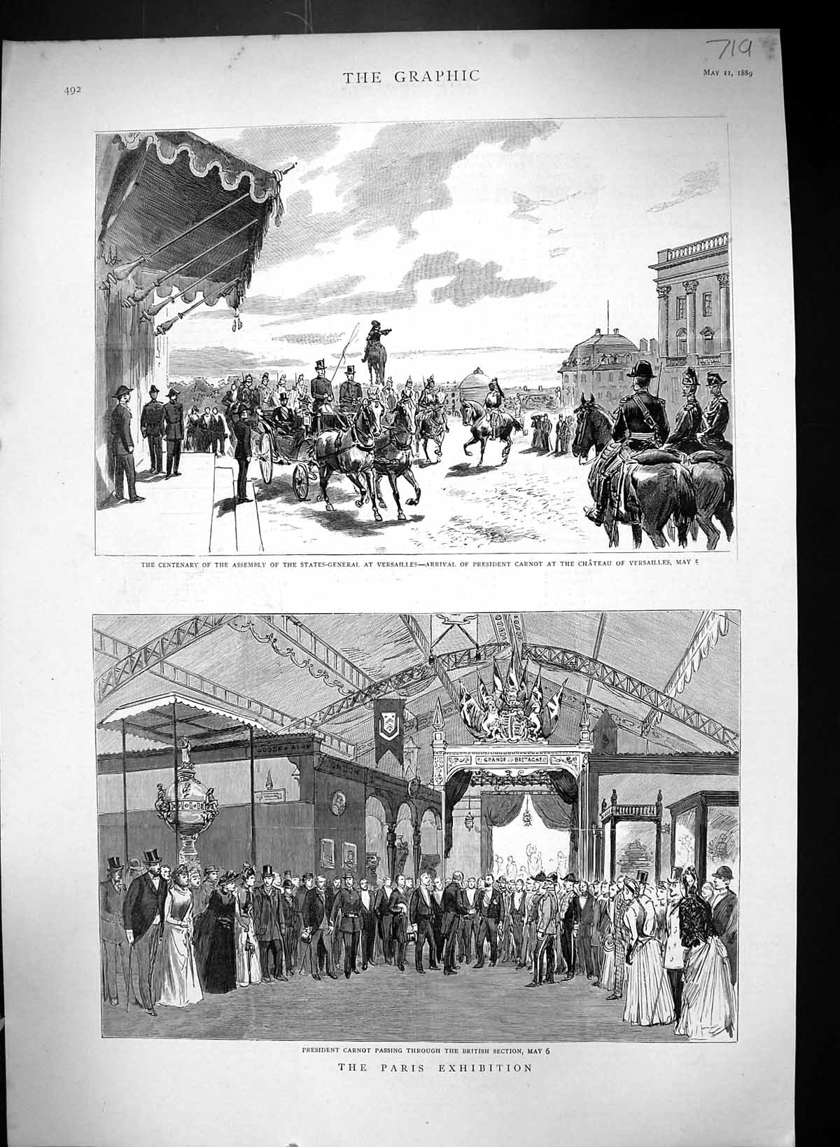 Old 1889 Paris Exhibition President Carnot Chateau Versailles Centena Victorian