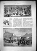 Antique Print 1878 Afghanistan Temple Ahmed Shah Kandahar Camels Mountains 19th