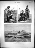 Old Print 1878 Afghanistan Fortress Ghunzee Kohistan Foot Siers Chief Ex 19th