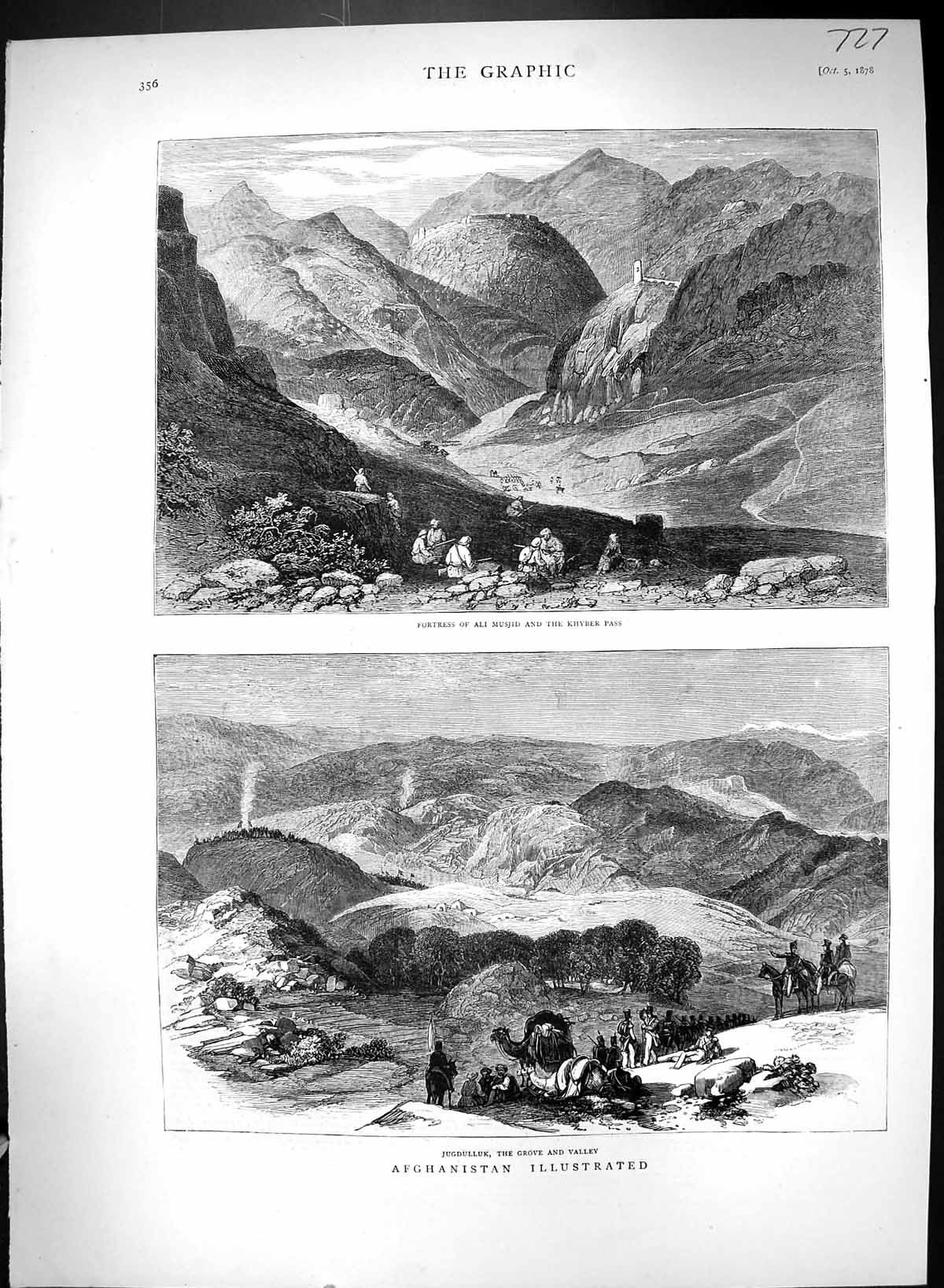 Old 1878 Afghanistan Jugdulluk Grove Valley Fortress Ali Musjid Khybe Victorian