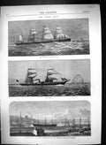 Old 1871 Steam Ships Oceanic White Star Line Shiraz Patterdale Whiteh Victorian
