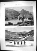 Original Old Antique Print 1878 Afghanistan Twig Bridge Khagan Pass Mountains