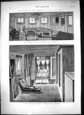 Antique Old Print 1875 Prince Wales India Smoking Divan Ship Serapis Bedroom
