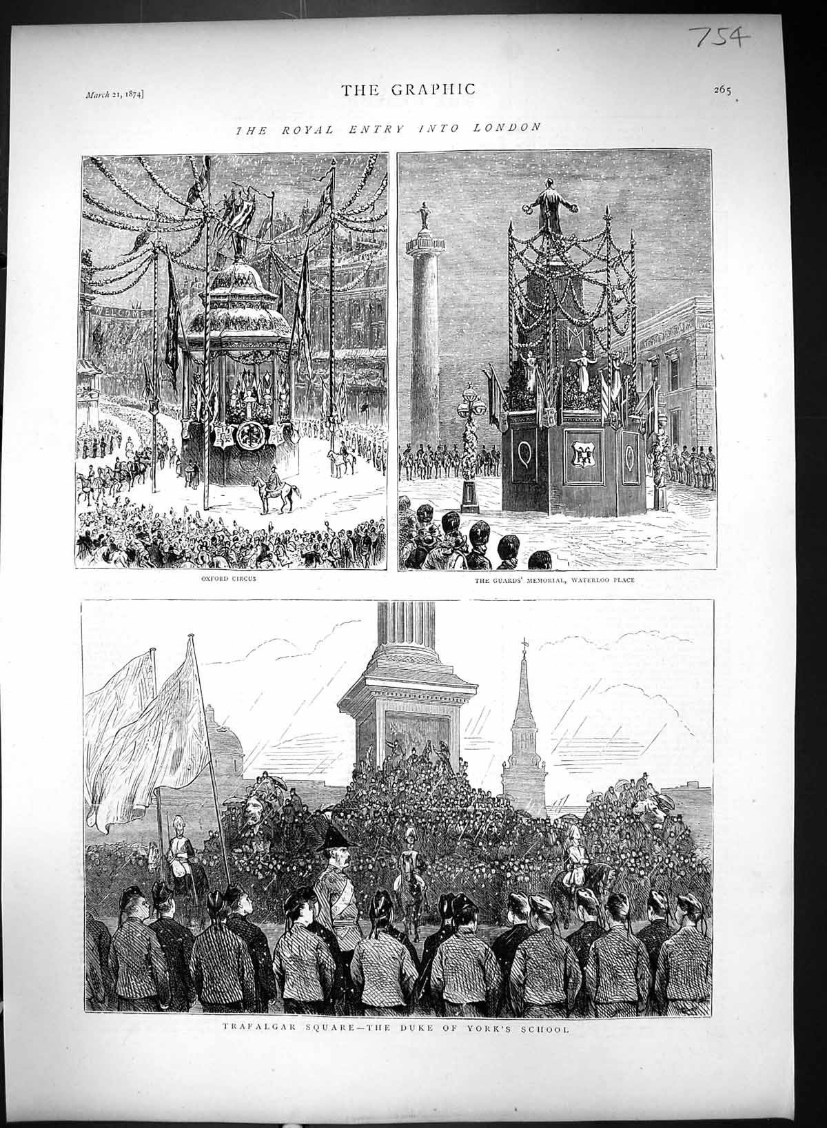 Old 1874 Royal Family London Oxford Circus Trafalgar Square Memorial Victorian