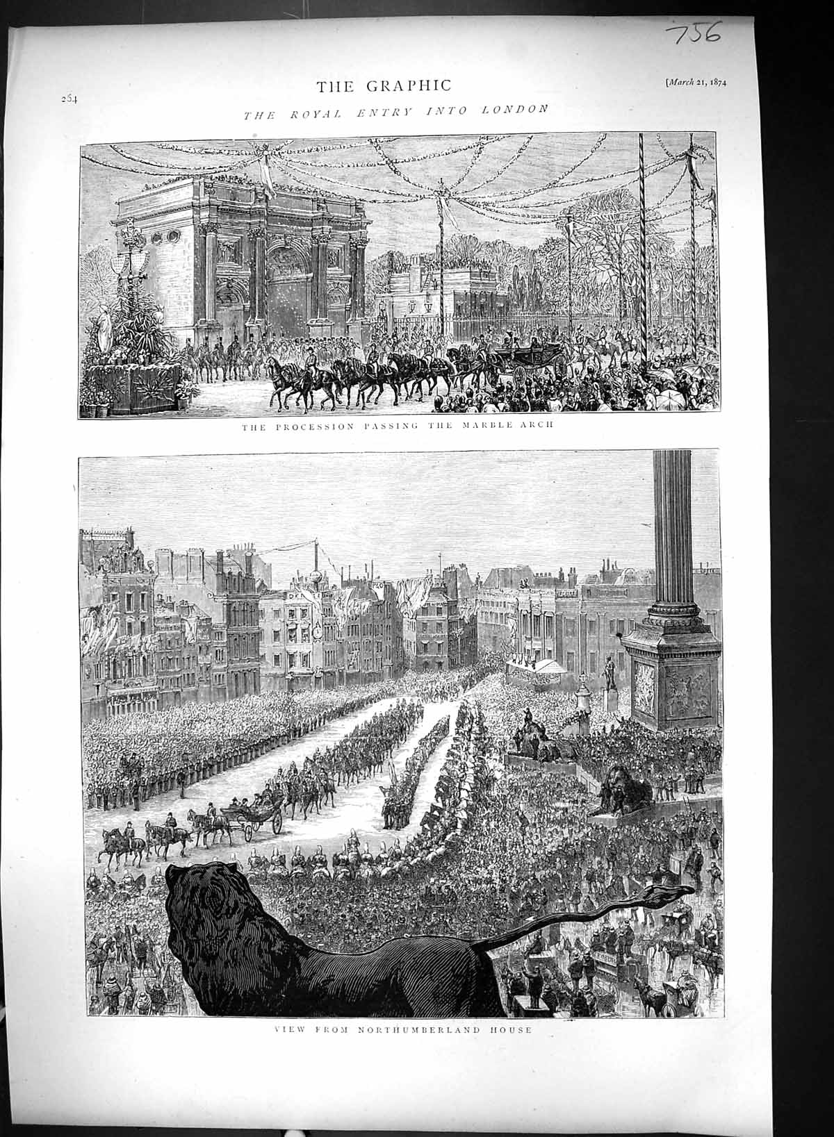Old 1874 Royal Family London Procession Marble Arch Northumberland Ho Victorian
