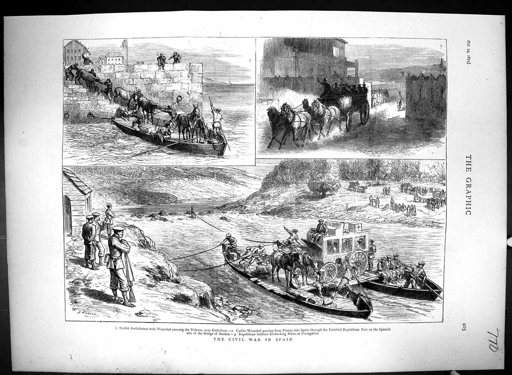 Old 1874 Civil War Spain Carlist Ambulance Bidasoa Enderlaza Beobia P Victorian