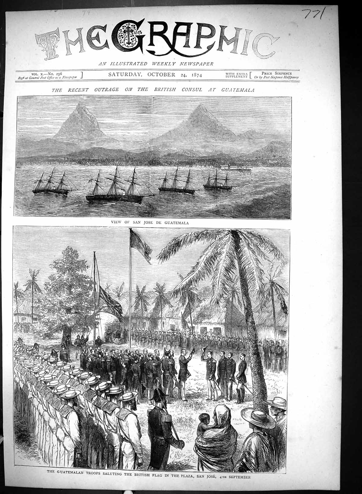 Old 1874 British Consul Guatemala San Jose Ships British Flag Plaza S Victorian