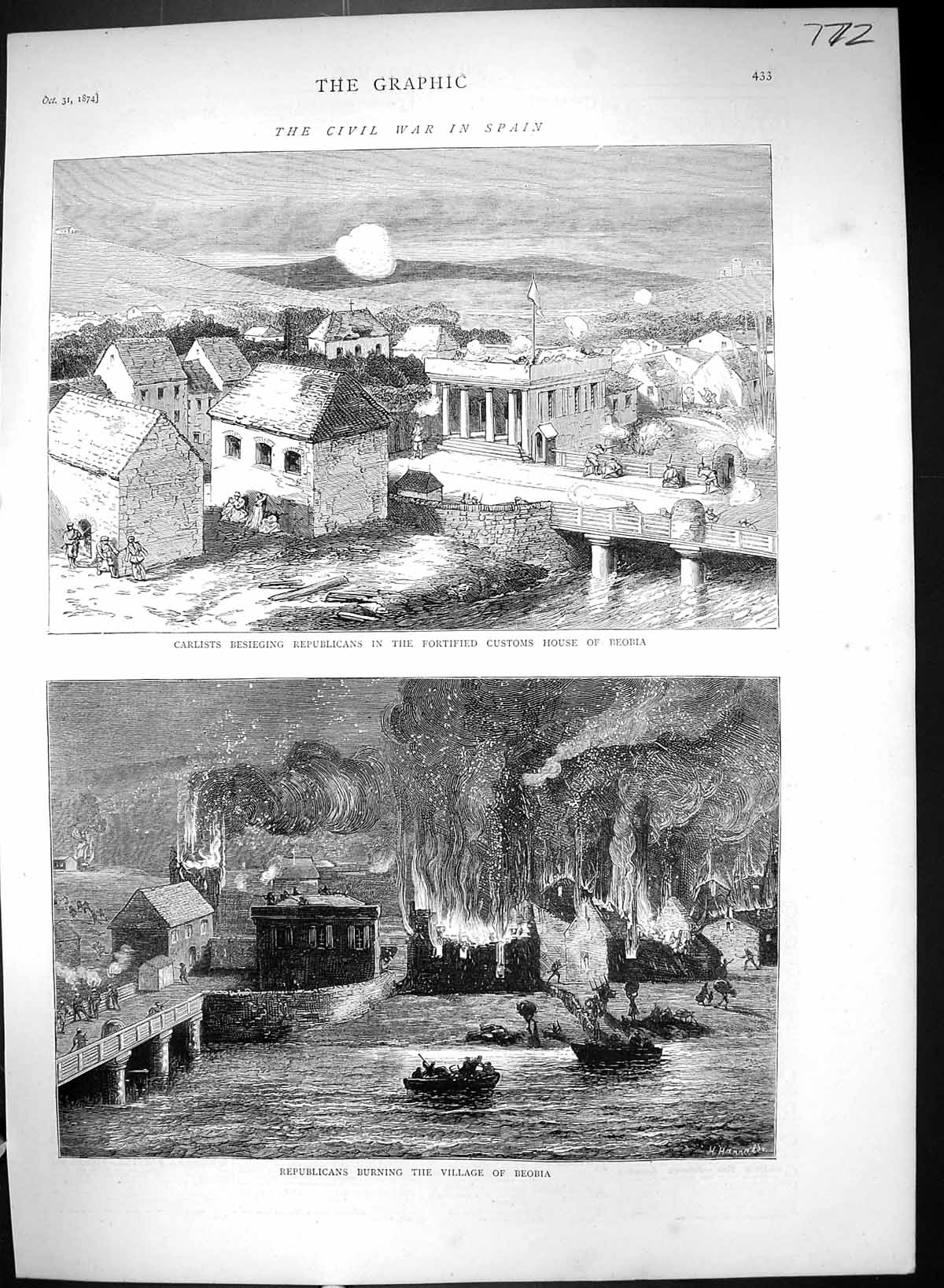 Old 1874 Civil War Spain Carlists Republicans Customs House Beobia Vi Victorian