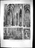 Old 1880 Cologne Cathedral Nave North Transept Organ Choir Altar Grea Victorian