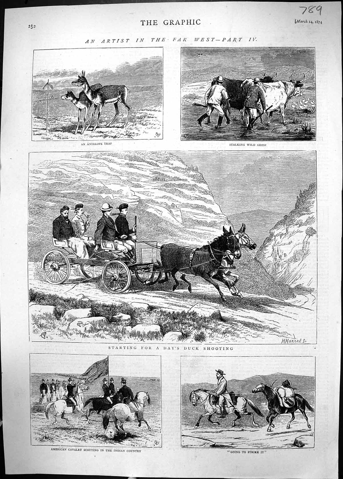 Old 1874 Antelope Trap Canada Stalking Wild Geese Buck Shooting Ameri Victorian