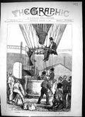 Antique Print 1874 Military Ballooning Experimental Ascent Woolwich Arsenal