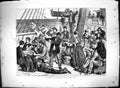 Original Old Antique Print 1871 Scene Board Emigrant Sailing Ship Passengers
