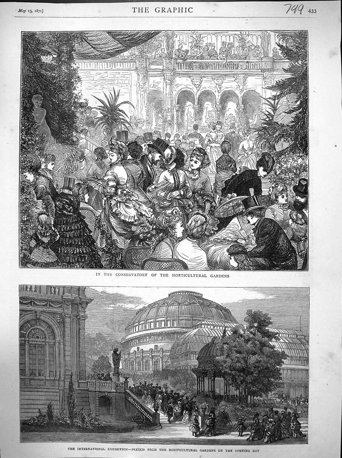 Old 1871 Conservatory Horticultural Gardens International Exhibition Victorian