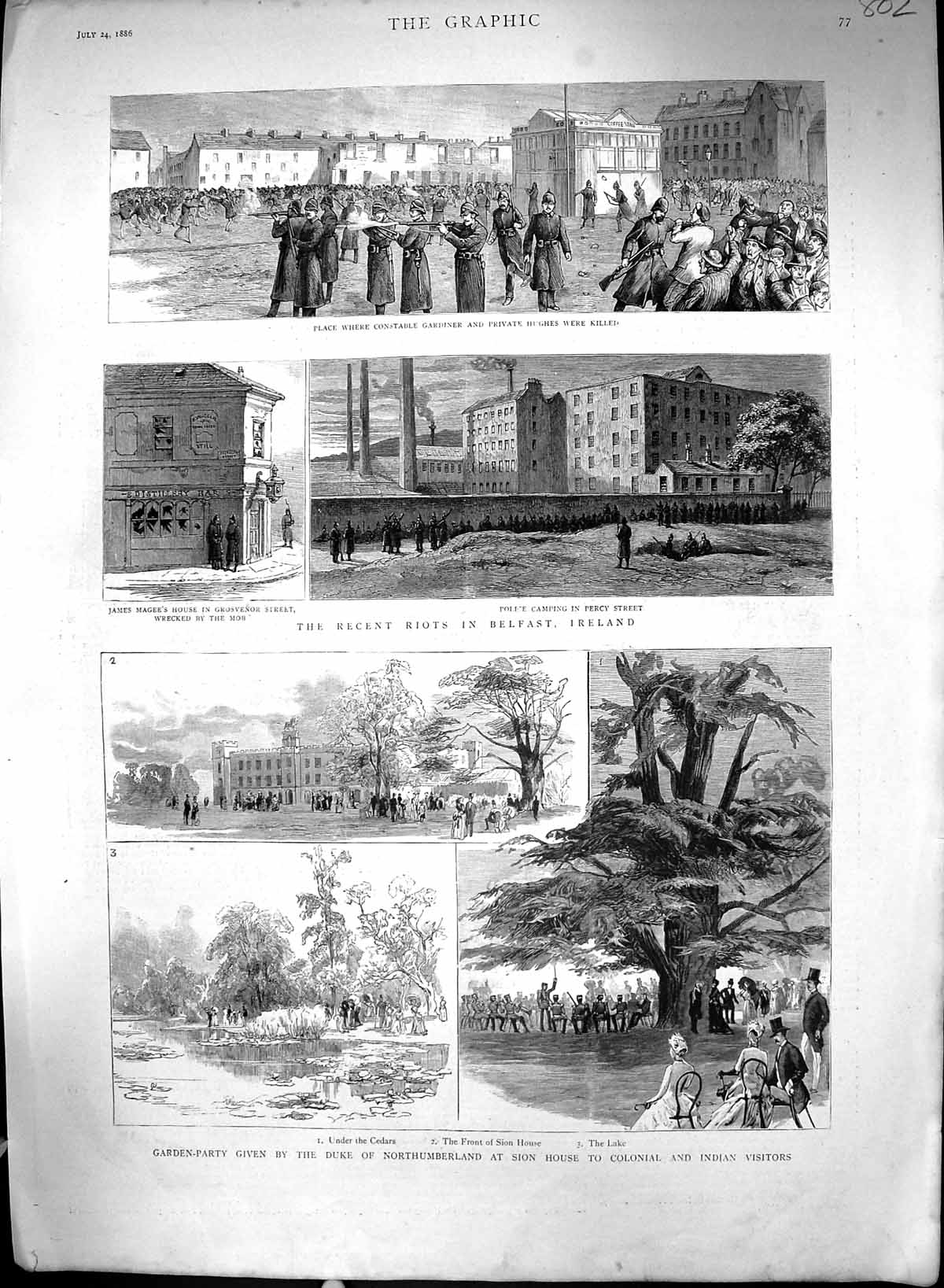 Old 1886 Garden Party Duke Northumberland Sion House Riots Belfast Po Victorian