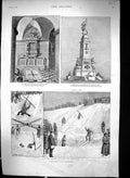 Old Print 1888 Winter Fun Finland Monument Bartle Frere Paul'S Cathedral 19th