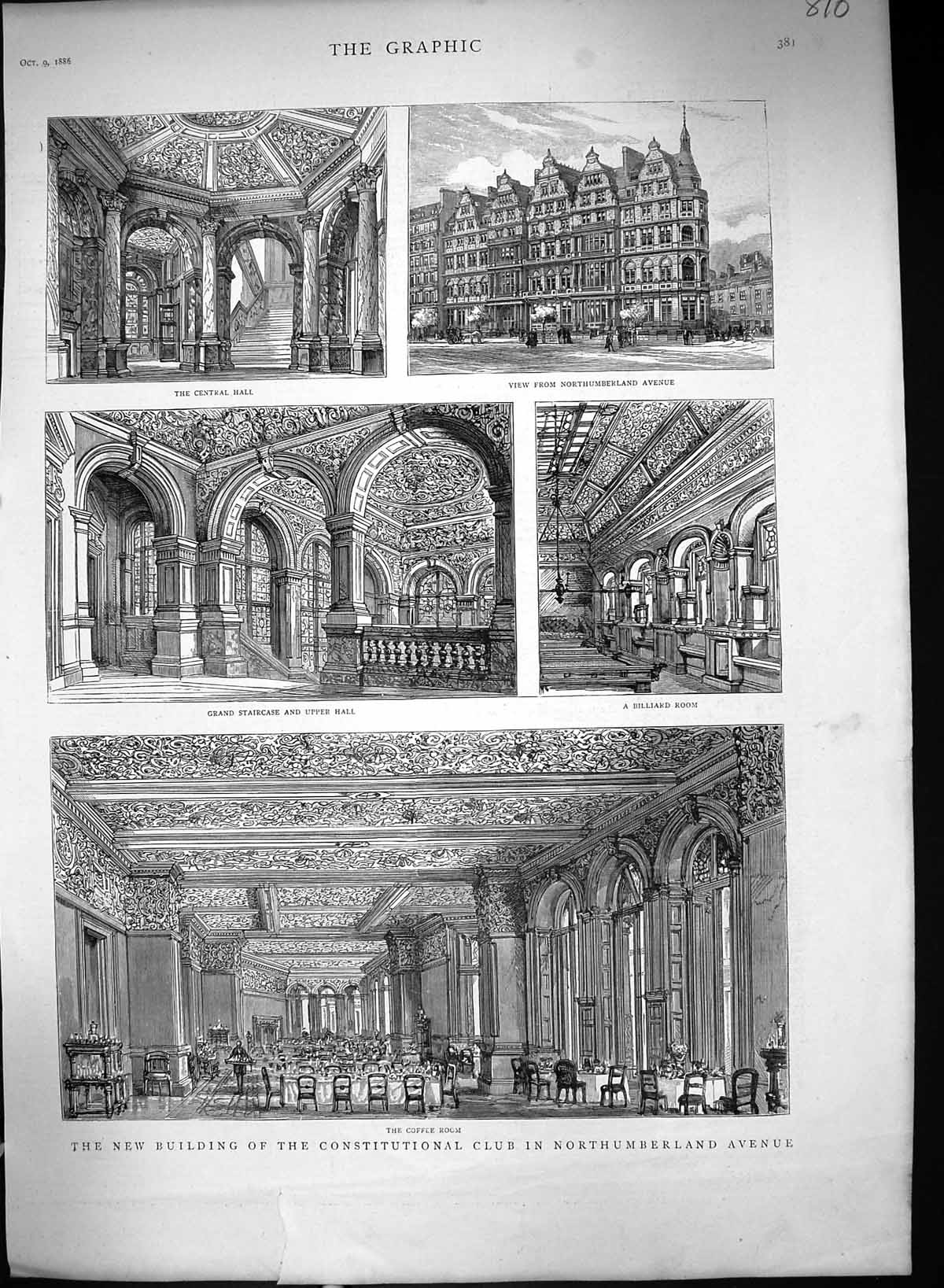 Old 1886 Building Constitutional Club Northumberland Avenue Architect Victorian