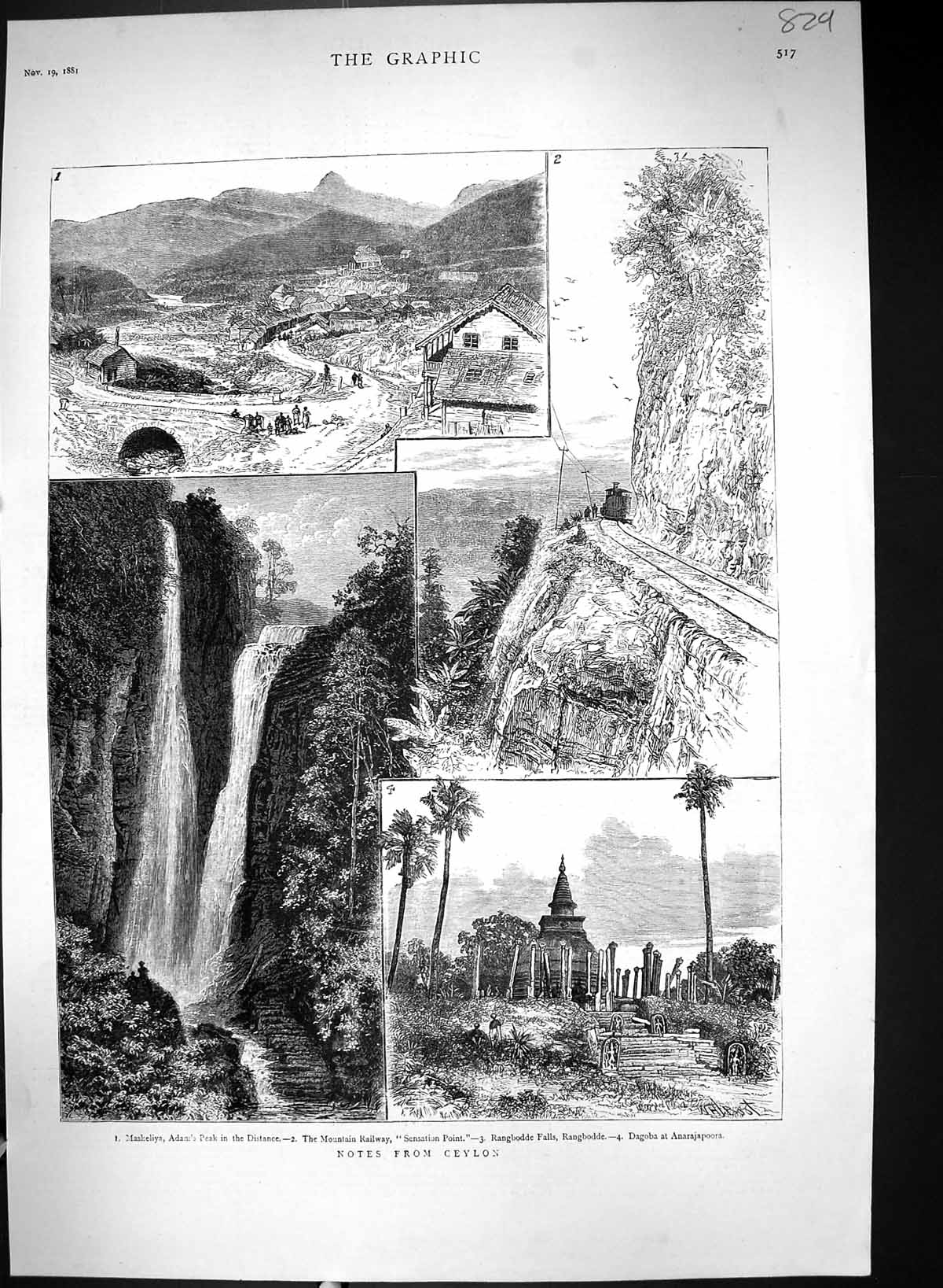 Old 1881 Ceylon Maskeliya Adams Peak Rangbodde Falls Anarajapoora Rai Victorian