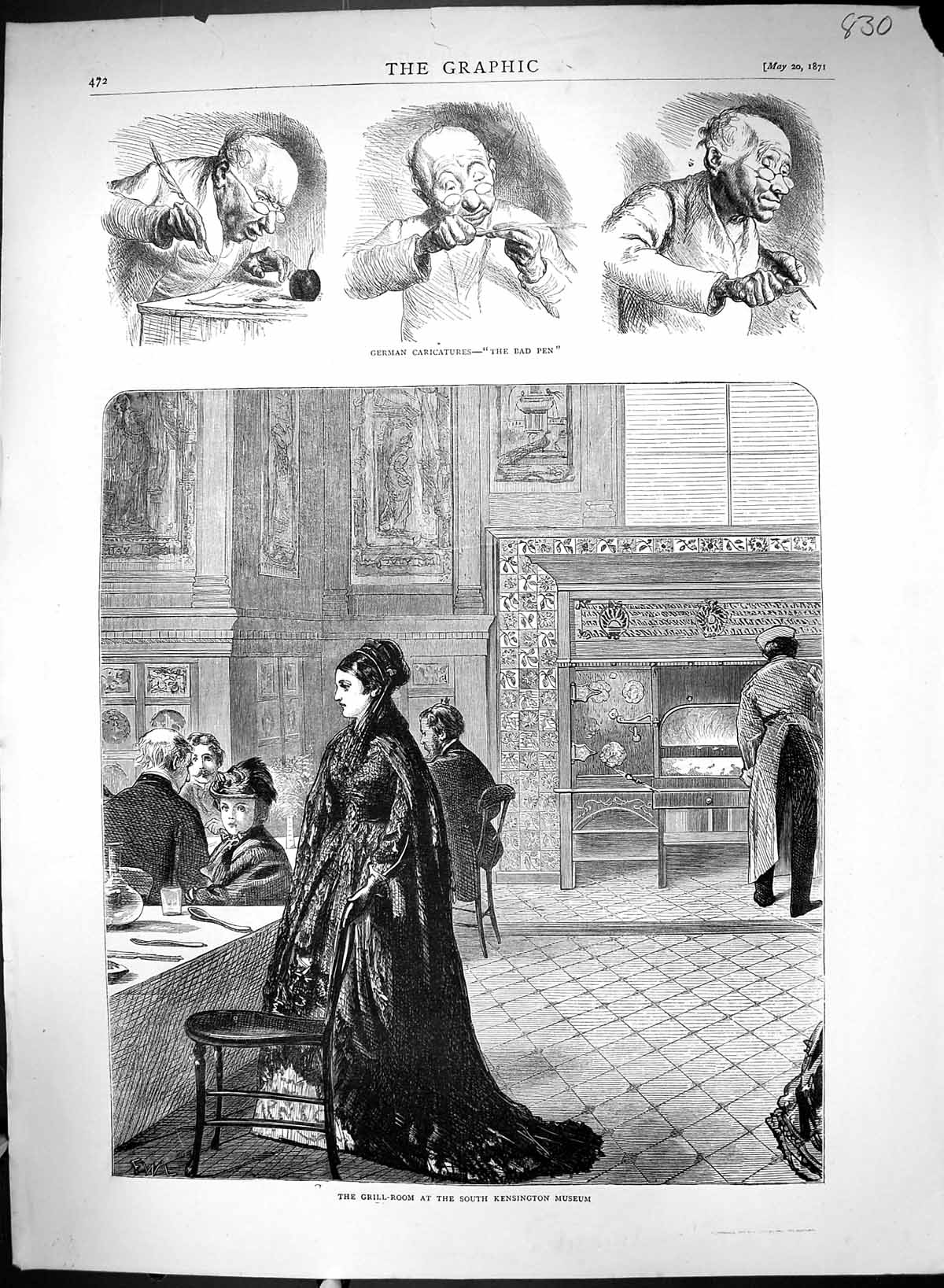 Old 1871 Grill Room South Kensington Museum German Caricatures Bad Pe Victorian