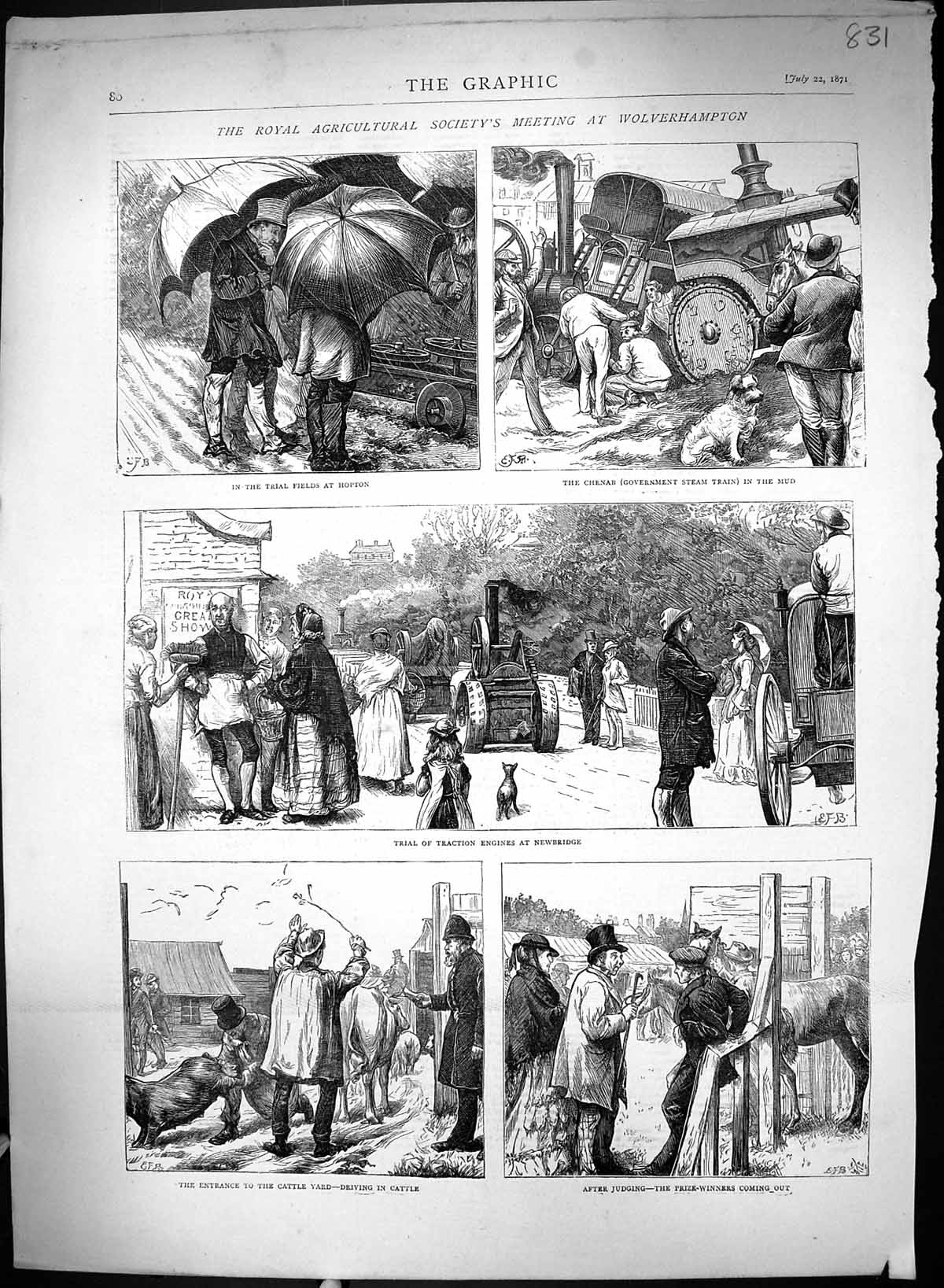 Old 1871 Agricultural Society Meeting Wolverhampton Traction Engines Victorian