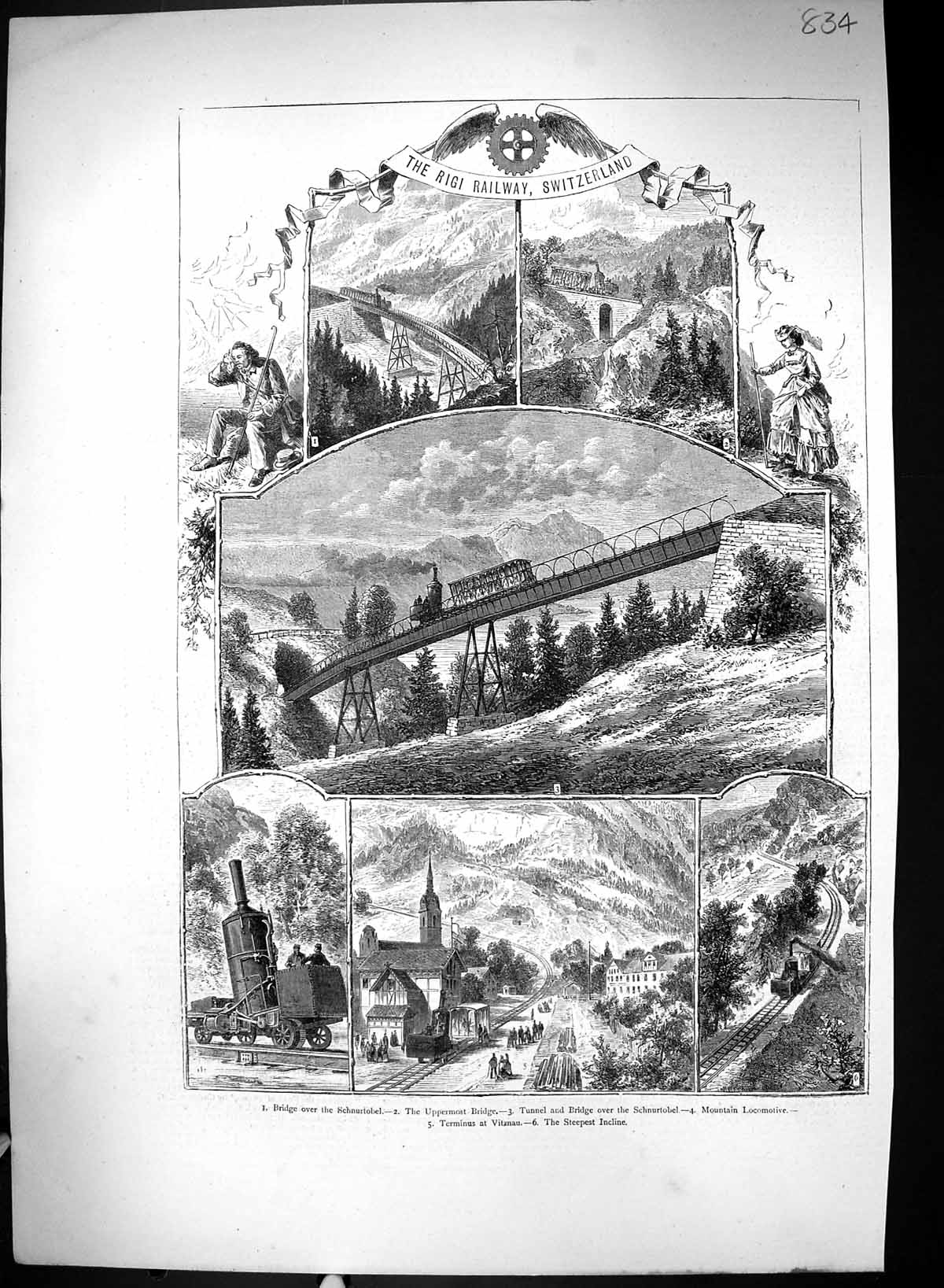 Old 1871 Rigi Railway Switzerland Schnurtobel Mountain Terminus Vitzn Victorian