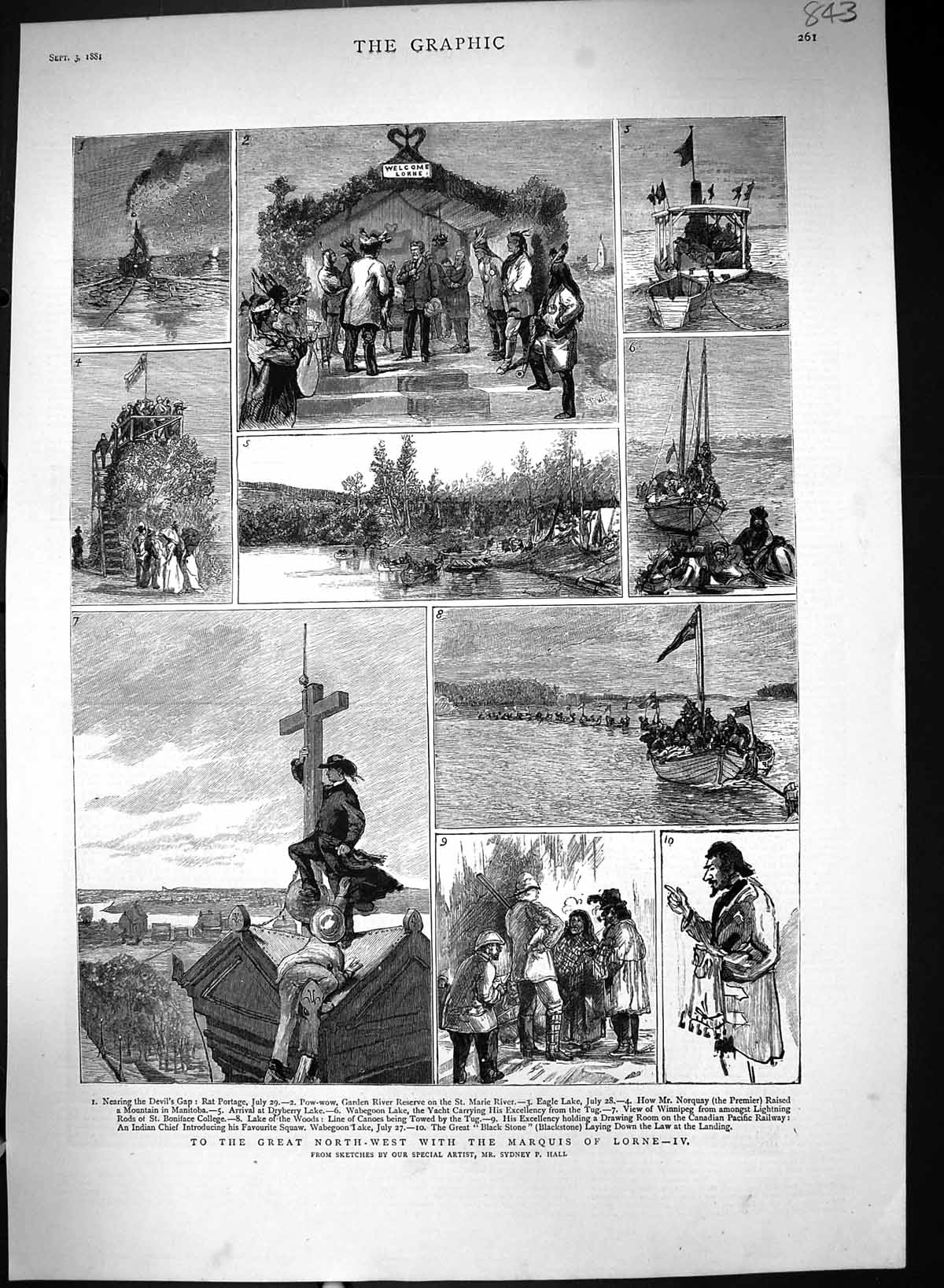 Old 1881 Marquis Lorne Canada Devil'S Gap Marie River Eagle Lake Winn Victorian