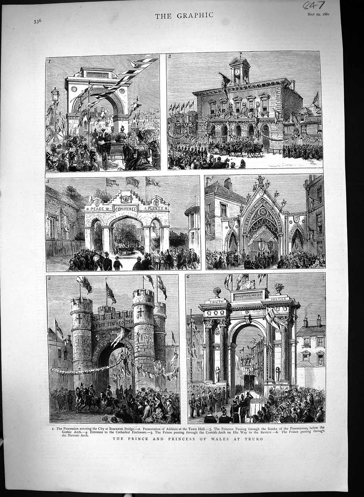 Old 1880 Prince Wales Truro Boscawen Bridge Freemasons Cathedral Corn Victorian