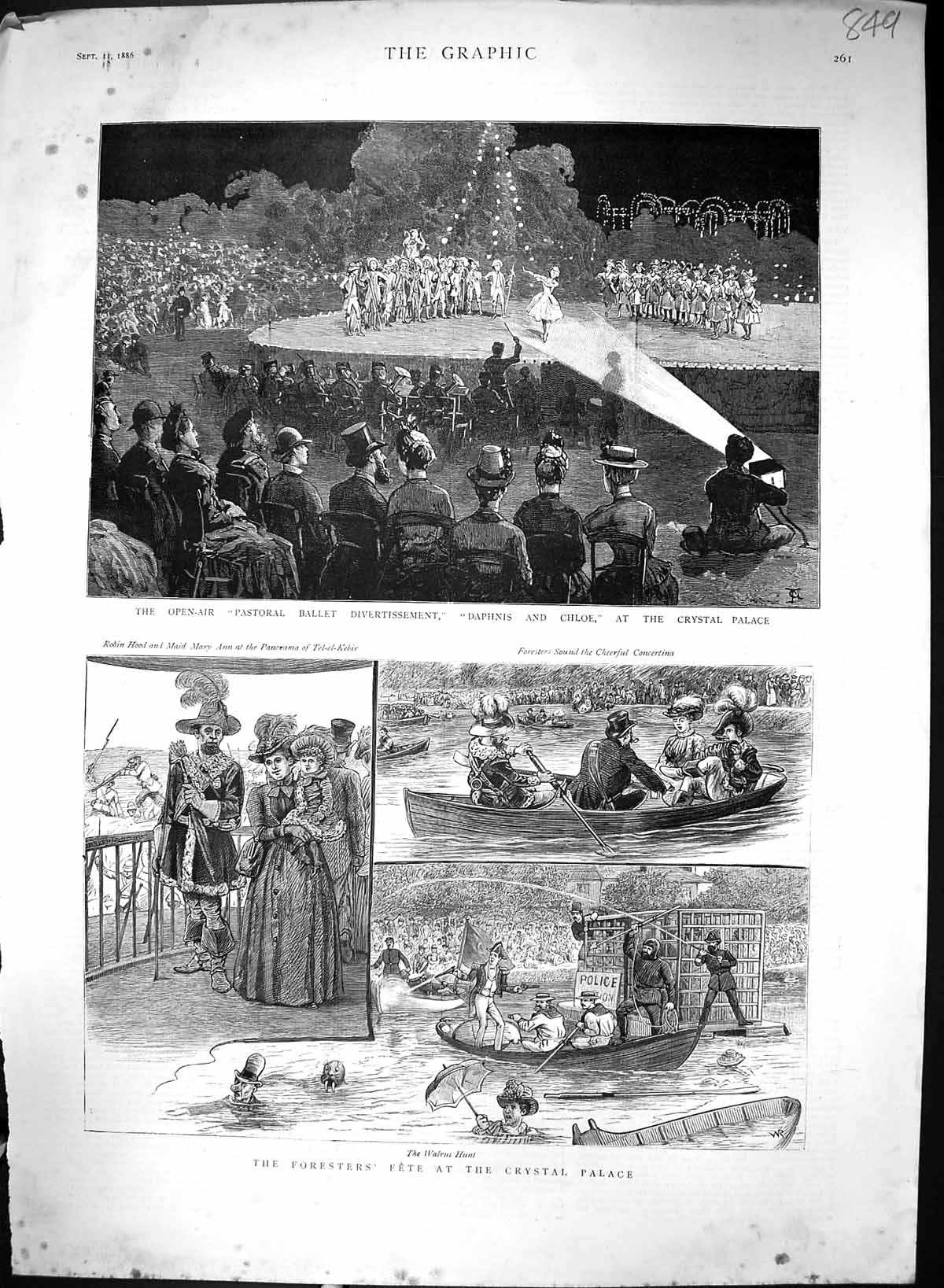 Old 1886 Foresters Fete Crystal Palace Walrus Hunt Pastoral Ballet Da Victorian