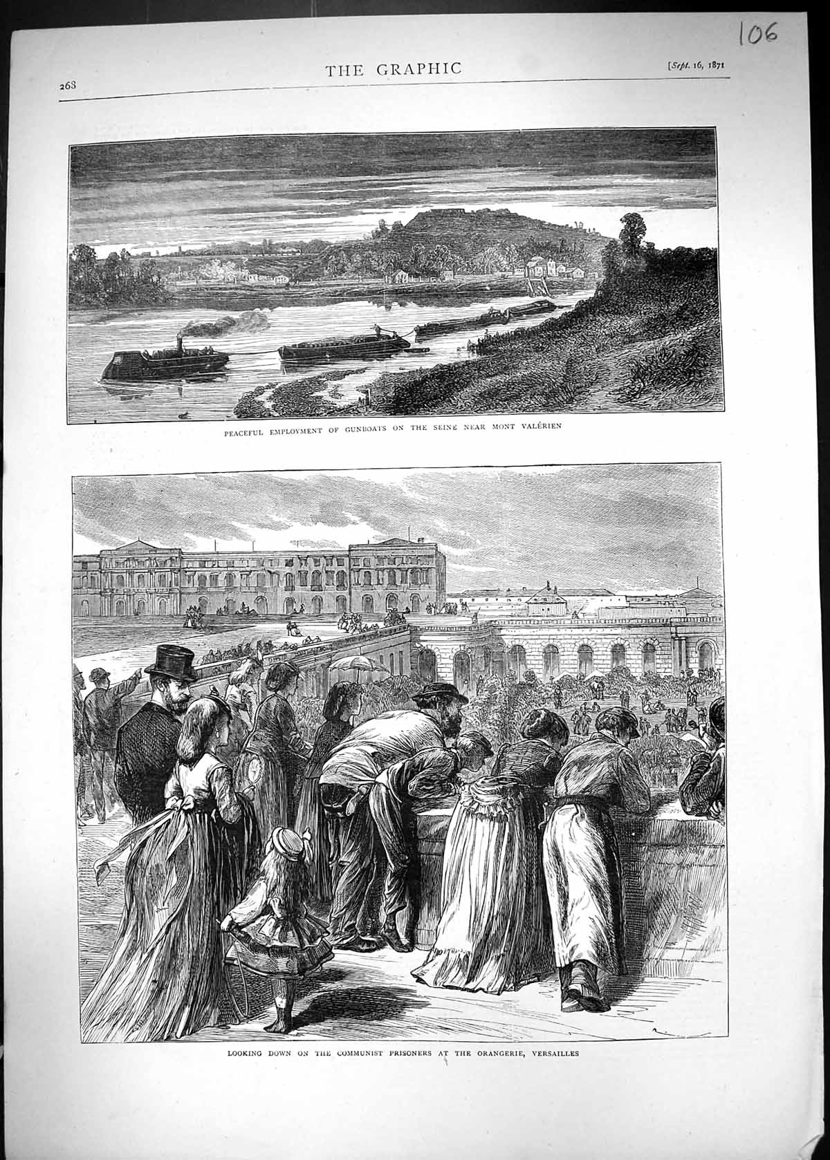 Old 1871 Communist Prisoners Orangerie Versailles Gun Boats River Sei Victorian