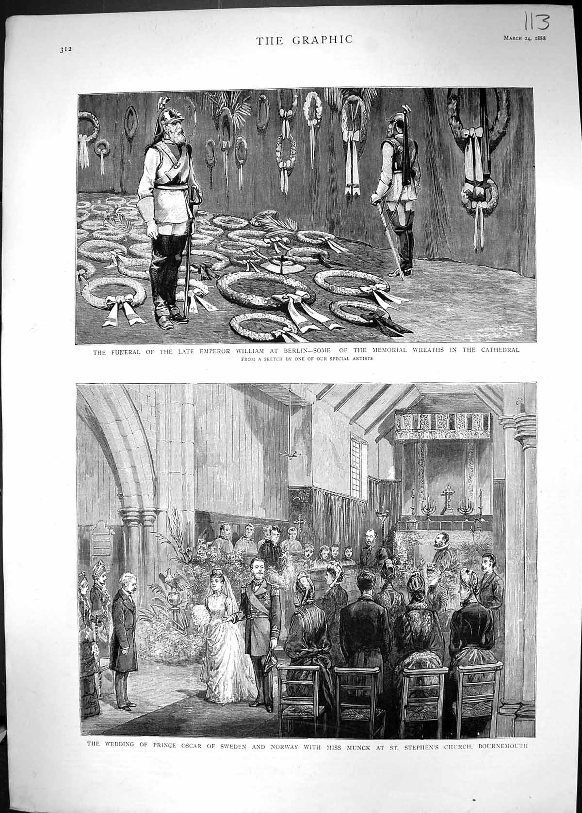 Old 1888 Funeral Emperor William Berlin Wedding Prince Oscar Sweden M Victorian