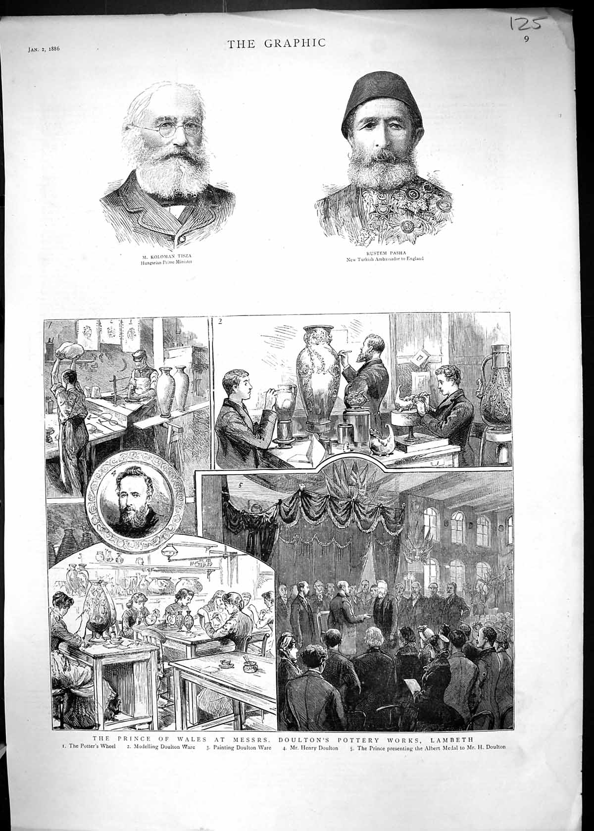 Old 1886 Prince Wales Doulton Pottery Works Lambeth Koloman Tisza Rus Victorian