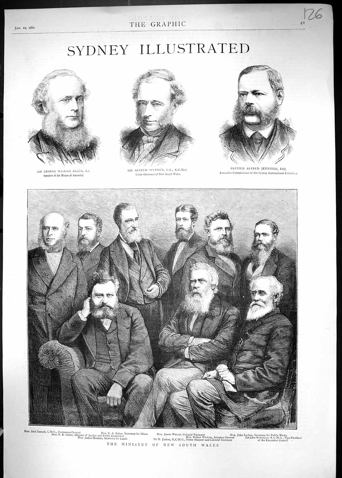 Old 1880 Australia Ministry Allen Stephen Jennings Samuel Baker Watso Victorian