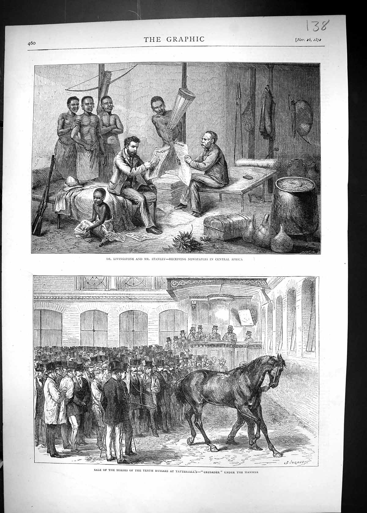 Old 1872 Sale Horses Hussars Tattersall Crusader Livingstone Stanley Victorian
