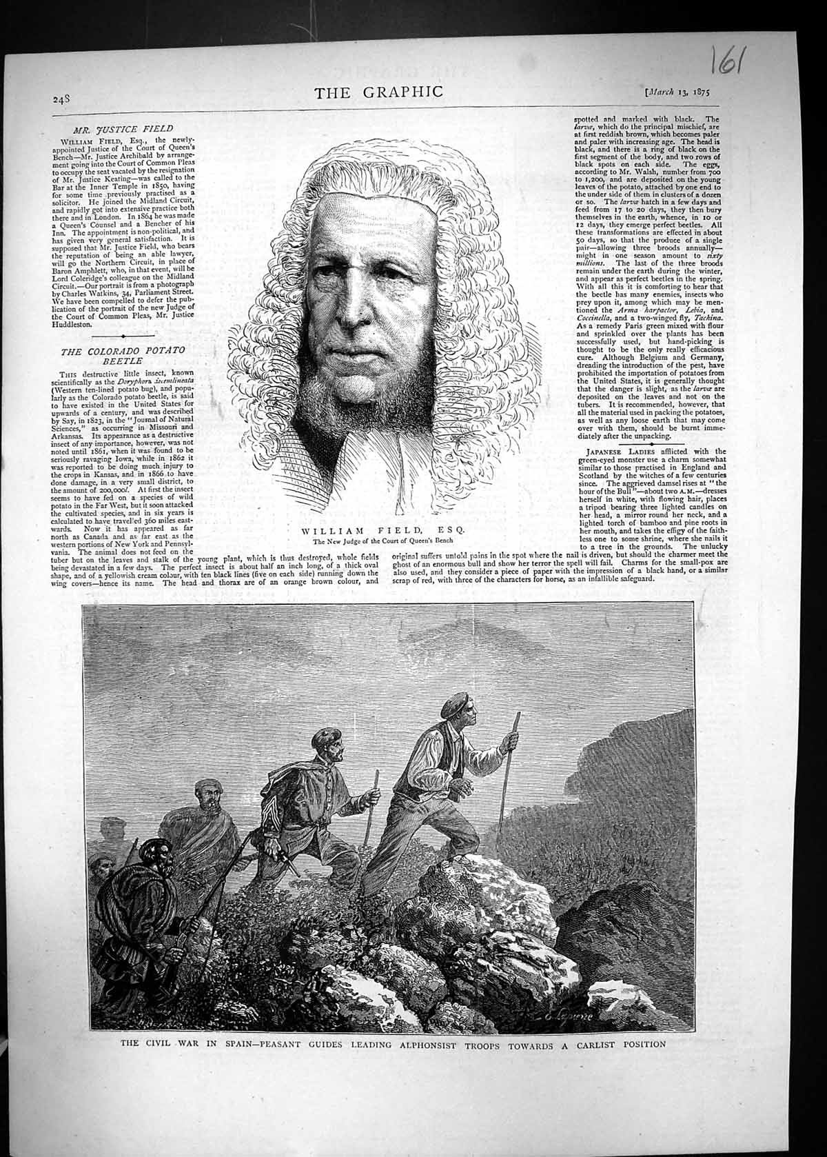 Old 1875 William Field Judge Civil War Spain Peasant Alphonsist Carli Victorian