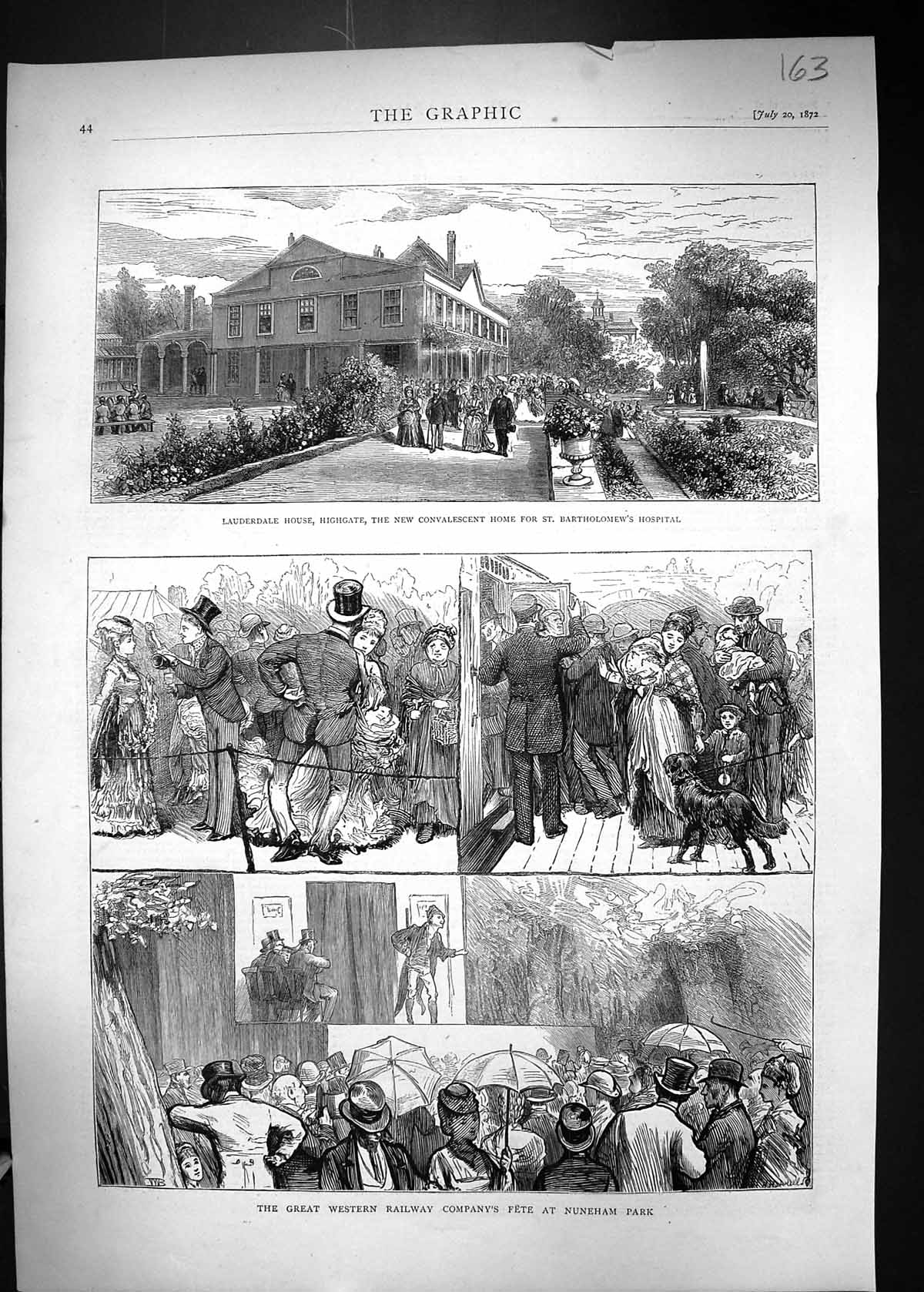 Old 1872 Lauderdale House Highgate Bartholomew'S Hospital Railway Fet Victorian