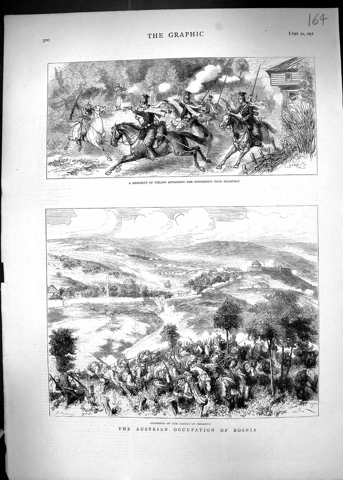 Old 1878 Austrian Occupation Bosnia Castle Serajevo Uhlans Insurgents Victorian