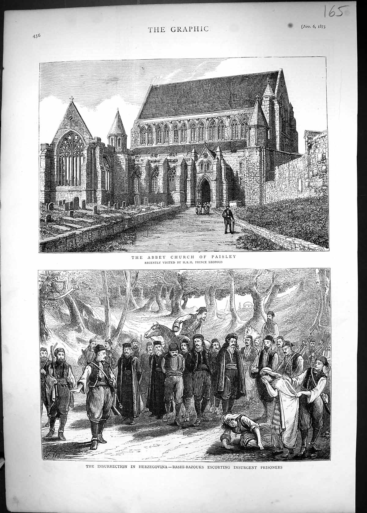 Old 1875 Abbey Church Paisley Insurrection Herzegovina Bashi-Bazouks Victorian